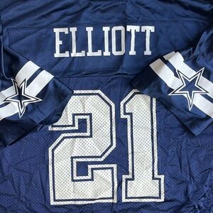Dallas Cowboys NFL Players Men's Elliott #21 Mesh Football‎ Jersey Navy Size L